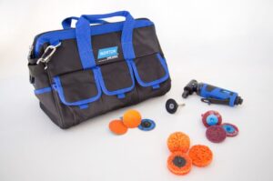 Zestaw szlifierka pneum.22000RPM 90° + akcesoria